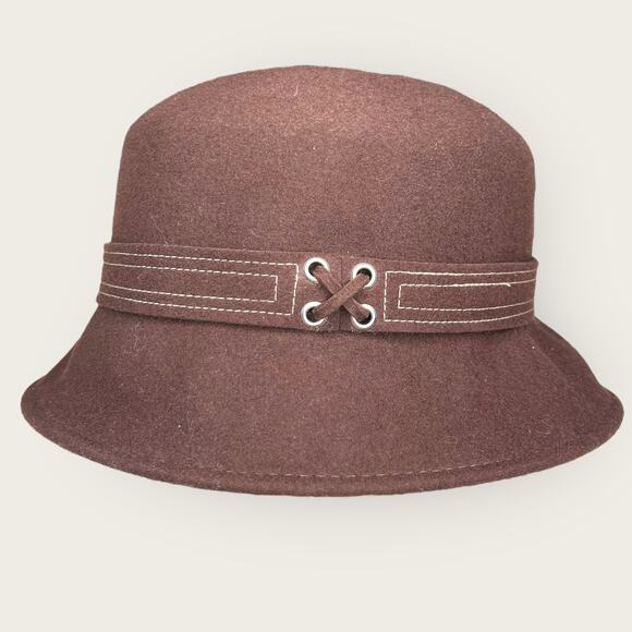 NWT Faribault Mills Brown Wool Cloche Hat - Picture 1 of 6